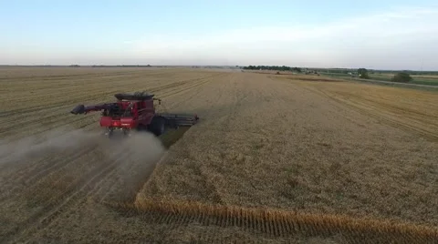 Side View of Combine - Aerial Stock Footage 65318371