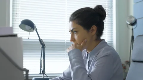 Side view concentrated young indian businesswoman working on computer Stock Footage 150692370