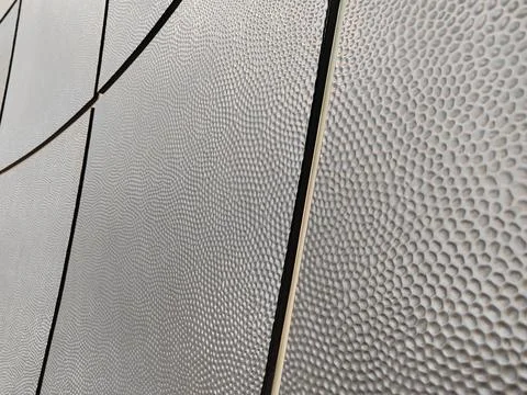 Side view concrete decorative panels. Concrete facade. Foto stock