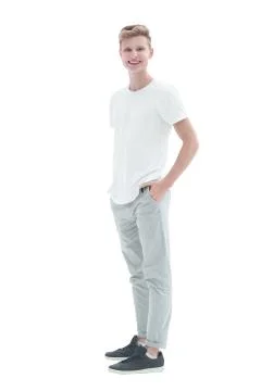 Side view. confident casual guy looking ahead Stock Photos