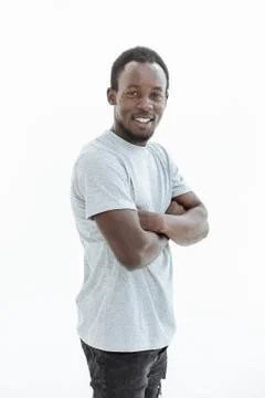 Side view. confident guy looking at the camera. Stock Photos