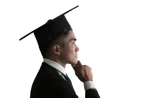 Side view of confident young  handsome graduation man face Stock Photos