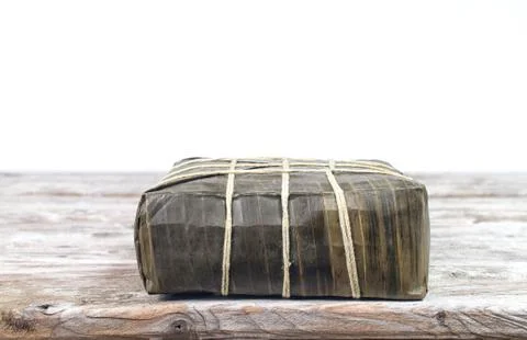 Side view of cooked  square  glutinous rice cakes, Banh Tet, Vietnamese new y Stock Photos