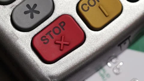 Side View Credit Card Entering Payment Terminal Stock Footage 332198725