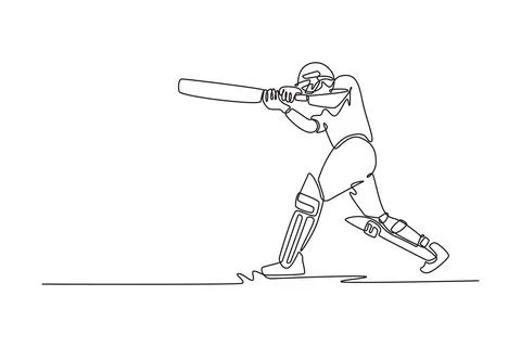 Side view of cricketer batsman hitting reverse sweep during match Stock Illustration