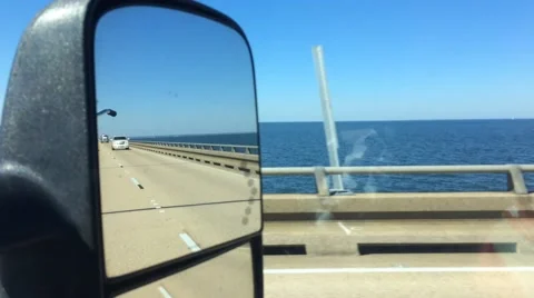 Side view crossing lake pontchartrain Stock Footage 44518382