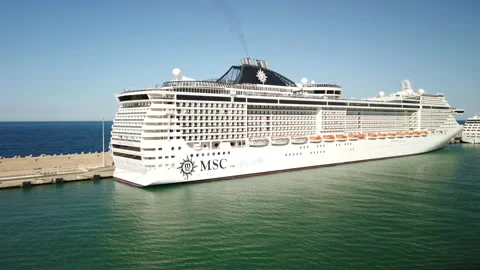 Side view of the cruise ship MSC FANTASIA Stock Footage 157557640