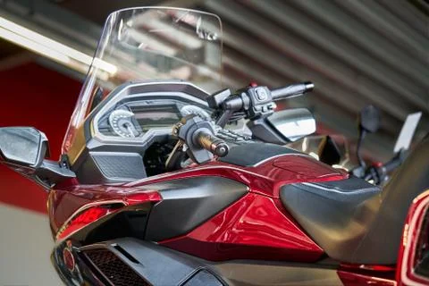 Side view of a custom motorcycle engine Stock Photos