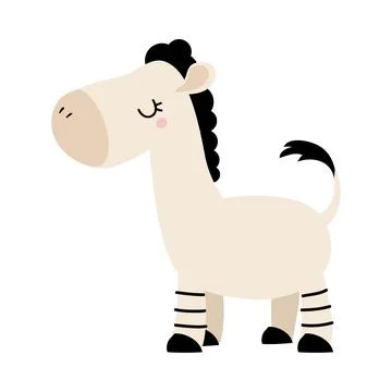 Side View of Cute Zebra, Adorable Baby Animal Character Cartoon Vector Illustrazione stock