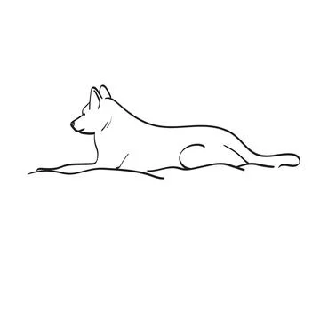 Side view dog lying on bed illustration vector hand drawn isolated on white Stock Illustration