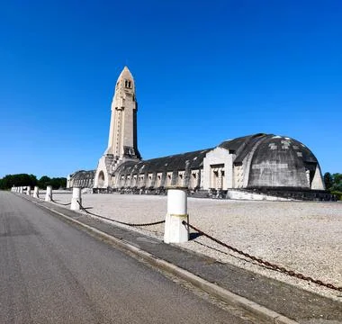 Side view of the Douaumont Ossuary located in Fleury-Devant Douaumont-Vaux Stock Photos