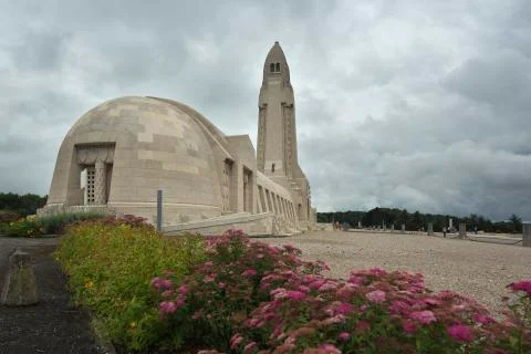 Side view of the Douaumont ossuary. Stock Photos