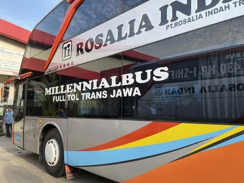 Side view of the double decker model Stock Photos