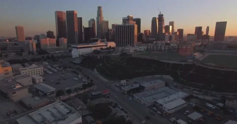 Side View Downtown Los Angeles Stock Footage 59715022