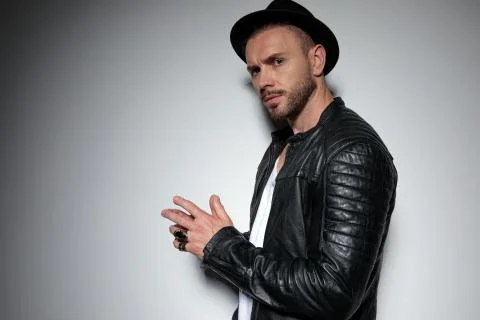 Side view of a dramatic young man thinking Stock Photos