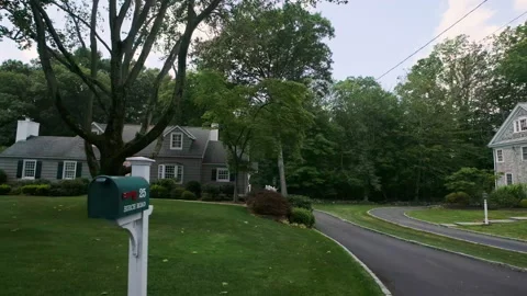 Side view of Driving City Suburb Street While Suburban Urban Residential Road Stock Footage 205250200