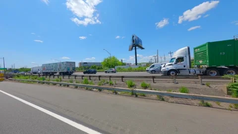 Side view driving New Jersey Turnpike 2024. B roll stock video Stock Footage 280268310