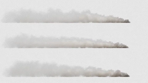 Side View Of Dust Trails isolated on black with alpha channel. Stock Footage 248903485