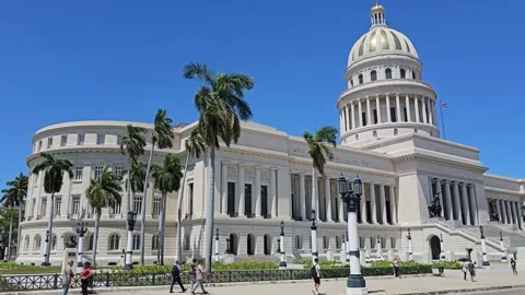 Side View of El Capitolio with Palm Gardens, Havana, Cuba 8K Stock Footage 276742477