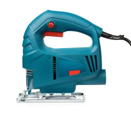 Side view of electrical jigsaw Stock Photos