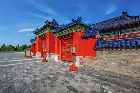 Side View of Emperor’s Gate, Temple of Heaven, Beijing Stock Photos