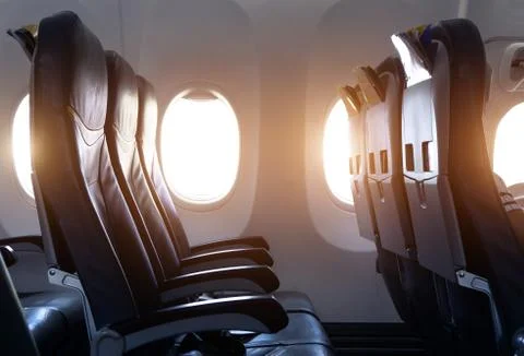 Side view of empty airplane seat In the airplane before take off Stock-Fotos