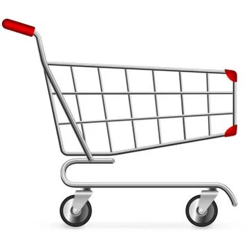 Side view of empty shopping cart isolated on white background. Stock Illustration