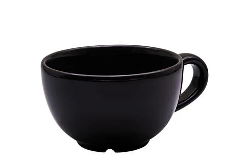 Side view of empty single black ceramic coffee cup. Stock Photos