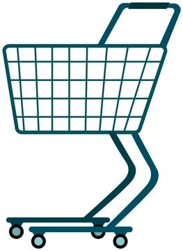 Side view empty supermarket shopping trolley. Device for transportation of Stock Illustration