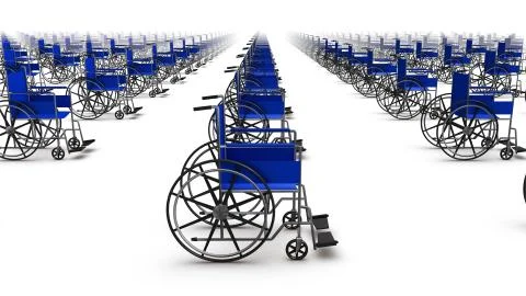 Side view of endless Wheelchairs Foto stock