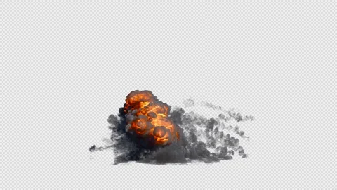 Side view of explosion with trails on transparent background Stock Footage 253949374