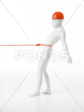 Side view of faceless man pulled by somebody Иллюстрация