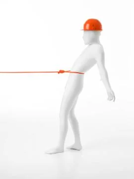 Side view of faceless man pulled by somebody Stock-Illustration