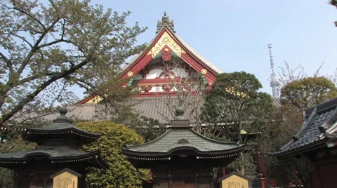 Side View of the Famous Sensō-ji Temple in Tokyo Vidéo 39358470