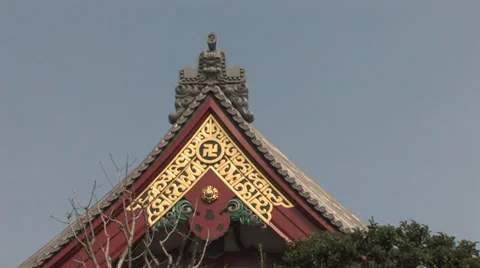 Side View of the Famous Sensō-ji Temple in Tokyo Stock Footage 39358565