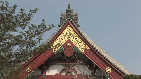 Side View of the Famous Sensō-ji Temple in Tokyo Stock-Footage 39358939