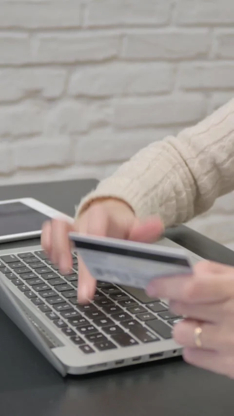 Side View of Female Hands Typing on Laptop, vertical video Vídeo Stock 325710589