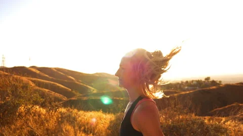 Side View of Female Trail Runner 4K Stock Footage 159517789