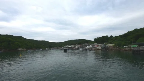 Side view of ferry across South Channel from Grass Island to Ko Lau Wan Part AD Stock Footage 228052936
