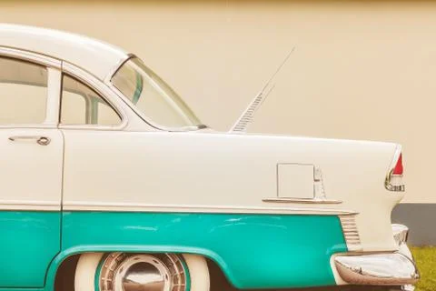 Side view of a fifties two toned American car Stock Photos