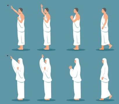 Side View Figure Of Hajj Pilgrimage Stock Illustration