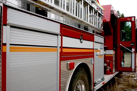 Side view of a Fire truck Stock Photos