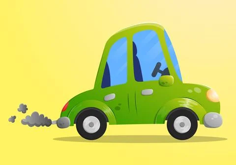 Side view flat green cartoon passenger car. Stock Illustration