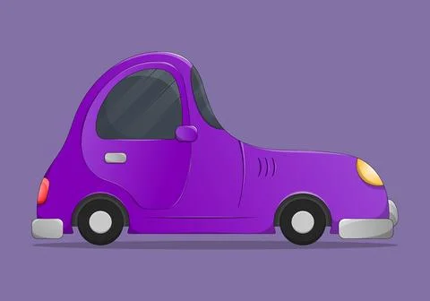Side view flat purple cartoon passenger car with black window tint. Stock Illustration