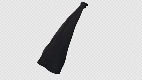 Side View of Flowing  Cape on Isolated Dark Background, with Alpha Channel. Stock Footage 335885976