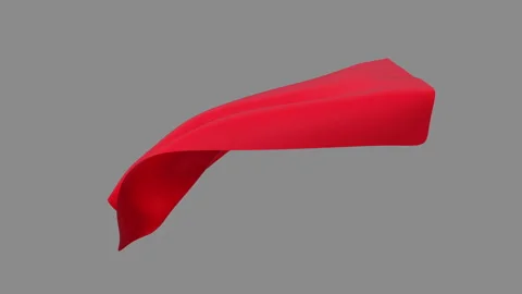 Side View of Flowing red  Cape on Isolated Dark Background. with luma mate Stock-Footage 335886026