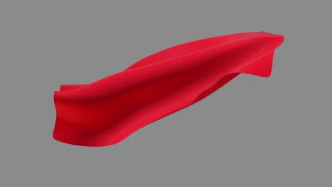 Side View of Flowing Red Flowing Superhero Cape With Luma Matte 스톡 동영상 343881903
