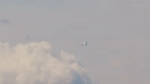 Side view of Flydubai passenger airplane taking off Stock Footage 201922555