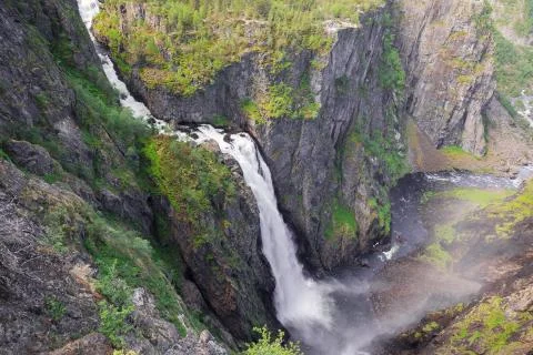 Side view of the foot of the Voringfossen. Stock Photos