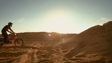 Side View Footage of the Professional Motocross Motorcycle Rider Driving. Stock Footage 80367676